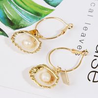 Exaggerated Irregular Natural Pearl Shell Earringsalloy Personality Geometric Earrings Jewelry Wholesale Nihaojewelry main image 3