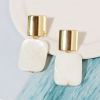 Bohemian Korean Square Natural Shell Earrings Trend Geometric Alloy Earrings Wholesale Nihaojewelry main image 3