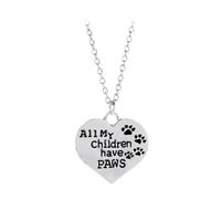 The New Oil Drop Cat Paw Print Letter Necklace All My Chilldren Have Paws Love Dog Paw Necklace Wholesale Nihaojewelry sku image 1