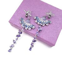 Nouveau Mode Luxe Cuivre Incrusté De Zircon Boucles D&#39;oreilles 925 Aiguille D&#39;argent Hypoallergénique Boucles D&#39;oreilles Abeilles Et Fleur Boucles D&#39;oreilles En Gros Nihaojewelry sku image 1