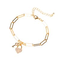 New Hip-hop Style Couple Lock Heart-shaped Key Thick Chain Bracelet Wholesale Nihaojewelry sku image 4