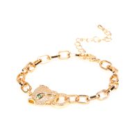 New Copper Gold-plated Micro-set Diamond Leopard Head Thick Chain Bracelet Fashion Personality Jewelry Wholesale Nihaojewelry sku image 1