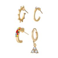 Hot Sale Color Zircon Triangle Earrings Set 4 Sets Of Creative Retro Alloy Earrings Wholesale Nihaojewelry sku image 1