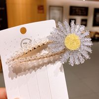 Korean Fashion Spring And Summer Small Daisy Hairpin Crystal Bb Clip Flower Rhinestone Edge Clip Mori Headdress sku image 4