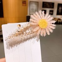 Korean Fashion Spring And Summer Small Daisy Hairpin Crystal Bb Clip Flower Rhinestone Edge Clip Mori Headdress sku image 6