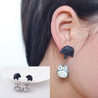 Creative Handmade Soft Ceramic Earrings Earrings Soft Ceramic Cartoon Umbrella Umbrella Totoro Earrings Wholesale Nihaojewelry sku image 1