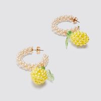 Fashion Trend Handmade Beaded Pineapple Earrings Personality Pearl Earrings Jewelry Wholesale Nihaojewelry sku image 1