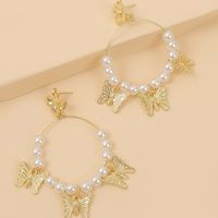 Personality Handmade Pearl Butterfly Earrings Popular Trend Insect Earrings Jewelry Wholesale Nihaojewelry sku image 1