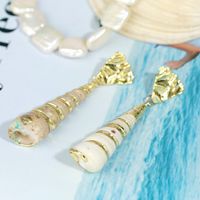 Exaggerated Long Natural Shell Earrings Female Foreign Trade Conch Geometric Earrings Jewelry Wholesale Nihaojewelry sku image 1