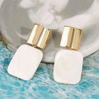 Bohemian Korean Square Natural Shell Earrings Trend Geometric Alloy Earrings Wholesale Nihaojewelry sku image 1