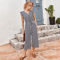 Fashion Women's Summer Striped Jumpsuit Casual Pants Stand-alone Models Wholesale Nihaojewelry main image 2