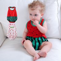Summer New Comfortable Navy Collar Strawberry Triangle Romper Romper 0-3 Years Old Children's Wear main image 6
