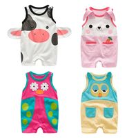 Sommer Neue Niedliche Kuh Tierform Ärmelloser Stram Pler Qile Kaninchen Echte Kinder Bekleidung Großhandel H3398 main image 3