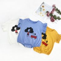 Summer New 0-2 Male And Baby Simple Casual Three-color Cartoon Fresh Printing Short-sleeved Triangle Wholesale Nihaojewelry main image 3