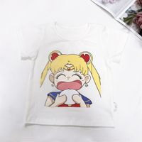 Summer New Boys And Girls Simple Wild Casual Fashion Comfortable Cartoon Beautiful Girl Short Sleeve Wholesale Nihaojewelry main image 4