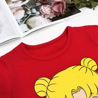 Summer New Boys And Girls Simple Wild Casual Fashion Comfortable Cartoon Beautiful Girl Short Sleeve Wholesale Nihaojewelry main image 5