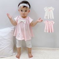 Été Bébé Vêtements Filles À Manches Courtes Coréen Veste Ample Veste Dames Style Brodé Bébé T-shirt En Gros Nihaojewelry main image 1