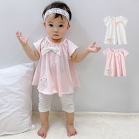 Qile Rabbit Sommer Baby Kleidung Mädchen Kurz Ärmel Ige Koreanische Version Lose Top Damen Stil Besticktes Baby T-shirt main image 2