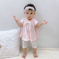 Qile Rabbit Sommer Baby Kleidung Mädchen Kurz Ärmel Ige Koreanische Version Lose Top Damen Stil Besticktes Baby T-shirt main image 6