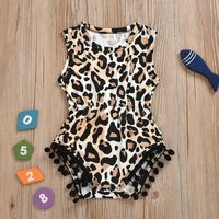 2020 Außenhandel Hot Sale Europäische Und Amerikanische Mädchen Leoparden Muster Pullover Slips Straffung Kleidung Kinder Kleidung Ärmellose Einteilige Kleidung main image 1
