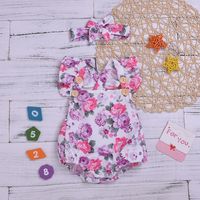 Children's Wear Infant Leisure Trend Cute Little Floral Triangle Hawaii Turban Two-piece Girl Explosion Wholesale Nihaojewelry main image 2