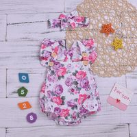 Europäische Und Amerikanische Kinder Kleidung, Baby-und Kleinkind-freizeit Trend, Süßes Kleines Blumen Dreieck, Turban, Zweiteiliger Stil Für Mädchen main image 2