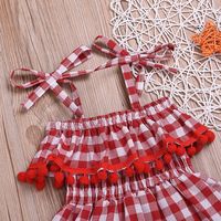 Girls' Dresses Summer New Style Lace Red Plaid Sling Princess Dress Children's Clothes Wholesale Nihaojewelry main image 4