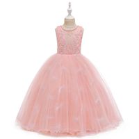 الأميرة اللباس الأطفال طويل فستان الزفاف زهرة فتاة اللباس الشاش Pettiskirt بالجملة Nihaojewelry main image 4