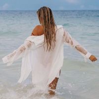 Nuevo Estilo De Camisa De Crepe Chaqueta De Playa De Vacaciones Ropa De Protección Solar Bikini Blusa De Traje De Baño Para Mujer Chaqueta De Punto Exterior main image 5