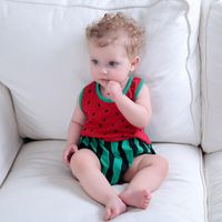 Summer New Comfortable Navy Collar Strawberry Triangle Romper Romper 0-3 Years Old Children's Wear sku image 3
