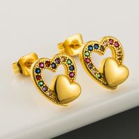 Hot-sale Heart-shaped Earrings Hypoallergenic Copper Inlaid Color Zircon Earrings Temperament Fashion Earrings Wholesale Nihaojewelry main image 1