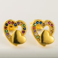 Hot-sale Heart-shaped Earrings Hypoallergenic Copper Inlaid Color Zircon Earrings Temperament Fashion Earrings Wholesale Nihaojewelry main image 3
