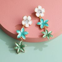 Fashion Retro Lilac Oil Drop Flower Earrings Three Earrings Personalized Earrings Wholesale Nihaojewelry main image 1