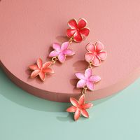 Fashion Retro Lilac Oil Drop Flower Earrings Three Earrings Personalized Earrings Wholesale Nihaojewelry main image 3