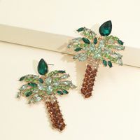 Diamond Coconut Tree Earrings Fashion Temperament Gold Plated Stud Earrings Wholesale Nihaojewelry main image 1