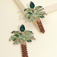 Diamond Coconut Tree Earrings Fashion Temperament Gold Plated Stud Earrings Wholesale Nihaojewelry main image 3