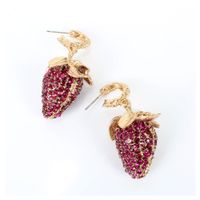New Simple Strawberry Earrings Retro Alloy Diamond Fruit Earrings Wholesale Nihaojewelry main image 5