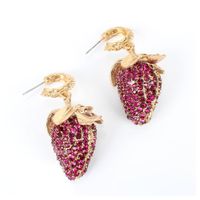 New Simple Strawberry Earrings Retro Alloy Diamond Fruit Earrings Wholesale Nihaojewelry main image 6