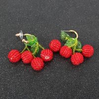 Stylish Hand-woven Crystal Beaded Cherry Earrings Fruit Earrings Cute Wholesale Nihaojewelry main image 5