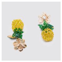 Fashion Exaggerated Hand-woven Flowers Pineapple Earrings Creative Cute Fruit Earrings Wholesale Nihaojewelry main image 5