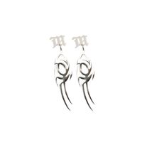 Cool Vague Sanskrit Alphabet Boucles D'oreilles Flamme M Mot Titane Acier Boucles D'oreilles Creux Boucles D'oreilles En Gros Nihaojewelry main image 3