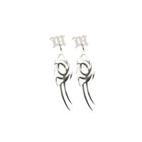 Cool Wave Sanskrit Alphabet Earrings Flame M Word Titanium Steel Earrings Hollow Earrings Wholesale Nihaojewelry main image 3