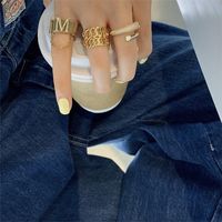 Fashion Personality Ring Letter Chain Micro-set Open Ring Index Finger Ring Wholesale Nihaojewelry main image 2