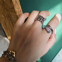 Fashion Personality Ring Letter Chain Micro-set Open Ring Index Finger Ring Wholesale Nihaojewelry main image 4