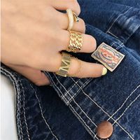 Fashion Personality Ring Letter Chain Micro-set Open Ring Index Finger Ring Wholesale Nihaojewelry main image 5