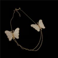 Butterfly On The Clavicle Double Tassel Choker White Cartilage Embroidery Double Butterfly Clavicle Chain Necklace Wholesale Nihaojewelry main image 6