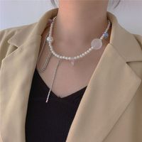 Korea Pearl Necklace Women Sweet Wind Transparent Acrylic Size Planet Chain Tassel Necklace Crystal Love Pearl Clavicle Chain Wholesale Nihaojewelry main image 5