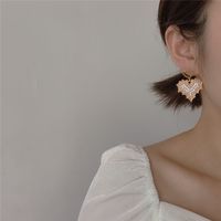 Korea S925 Silver Needle Flash Diamond Pearl Love Earrings Fashion Heart Earring Wholesale Nihaojewelry main image 4