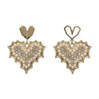 Korea S925 Silver Needle Flash Diamond Pearl Love Earrings Fashion Heart Earring Wholesale Nihaojewelry main image 6