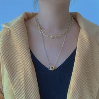 Korea Double-layer Wild Color Matching Thick Chain Design Sense Metal Choker Necklace Clavicle Chain Tide Wholesale Nihaojewelry main image 3